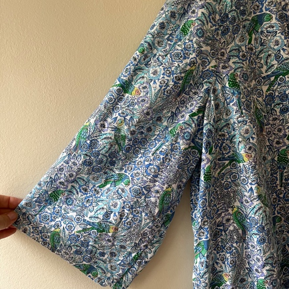 J.Jill Sz Lp or L reg. Pintucked Linen Blend Popover Split V Neck Blouse - Picture 6 of 9